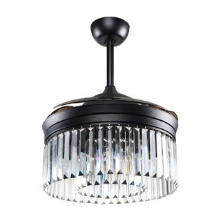 42" Modern Downrod Mount Crystal Ceiling Fan with Lighting and Remote Control - Vaczon