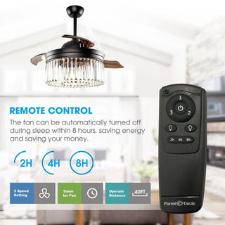 42" Modern Downrod Mount Crystal Ceiling Fan with Lighting and Remote Control - Vaczon