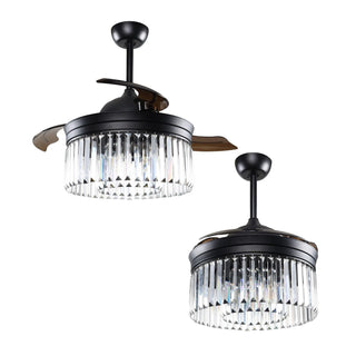 42" Modern Downrod Mount Crystal Ceiling Fan with Lighting and Remote Control - Vaczon