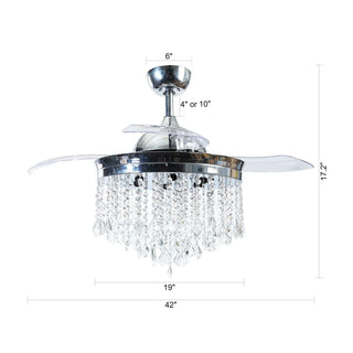 42" Mateo Modern Downrod Mount Crystal Ceiling Fan with Lighting and Remote Control - Vaczon