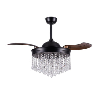 42" Mateo Modern Downrod Mount Crystal Ceiling Fan with Lighting and Remote Control - Vaczon