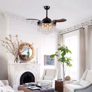 42" Mateo Modern Downrod Mount Crystal Ceiling Fan with Lighting and Remote Control - Vaczon