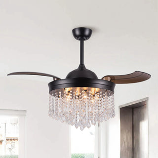 42" Mateo Modern Downrod Mount Crystal Ceiling Fan with Lighting and Remote Control - Vaczon