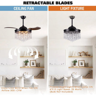 42" Mateo Modern Downrod Mount Crystal Ceiling Fan with Lighting and Remote Control - Vaczon