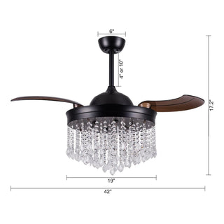 42" Mateo Modern Downrod Mount Crystal Ceiling Fan with Lighting and Remote Control - Vaczon