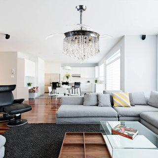 42" Mateo Modern Downrod Mount Crystal Ceiling Fan with Lighting and Remote Control - Vaczon