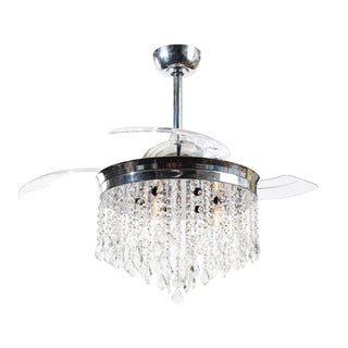 42" Mateo Modern Downrod Mount Crystal Ceiling Fan with Lighting and Remote Control - Vaczon