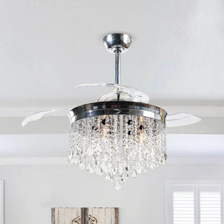 42" Mateo Modern Downrod Mount Crystal Ceiling Fan with Lighting and Remote Control - Vaczon