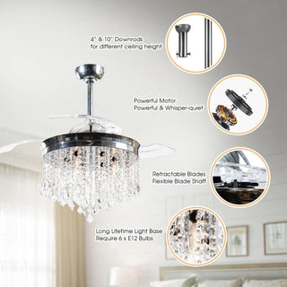 42" Mateo Modern Downrod Mount Crystal Ceiling Fan with Lighting and Remote Control - Vaczon