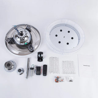 42" Modern Chrome Downrod Mount Crystal Ceiling Fan with Lighting and Remote Control - Vaczon