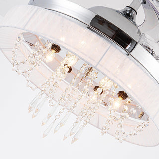 42" Modern Chrome Downrod Mount Crystal Ceiling Fan with Lighting and Remote Control - Vaczon