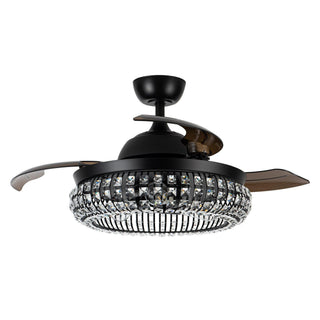 42" Modern Downrod Mount Crystal Ceiling Fan with Lighting and Remote Control - Vaczon
