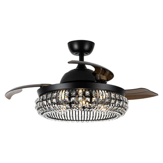 42" Modern Downrod Mount Crystal Ceiling Fan with Lighting and Remote Control - Vaczon
