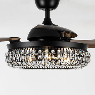 42" Modern Downrod Mount Crystal Ceiling Fan with Lighting and Remote Control - Vaczon