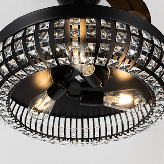 42" Modern Downrod Mount Crystal Ceiling Fan with Lighting and Remote Control - Vaczon