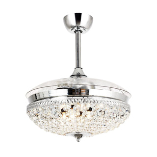 42" Servantes Modern Chrome Downrod Mount Crystal Ceiling Fan with Lighting and Remote Control - Vaczon