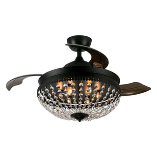 42" Servantes Modern Black Downrod Mount Crystal Ceiling Fan with Lighting and Remote Control - Vaczon