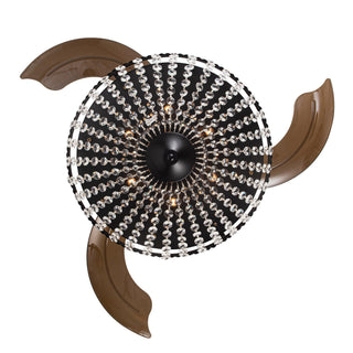 42" Servantes Modern Black Downrod Mount Crystal Ceiling Fan with Lighting and Remote Control - Vaczon