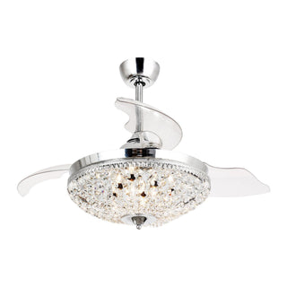 42" Servantes Modern Downrod Mount Crystal Ceiling Fan with Lighting - Vaczon