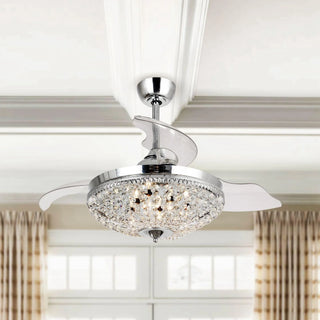 42" Servantes Modern Downrod Mount Crystal Ceiling Fan with Lighting - Vaczon