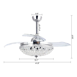 42" Servantes Modern Downrod Mount Crystal Ceiling Fan with Lighting - Vaczon