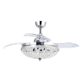 42" Servantes Modern Downrod Mount Crystal Ceiling Fan with Lighting - Vaczon
