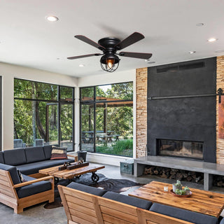 42" Traditional Flush Mount Reversible Ceiling Fan with Lighting and Remote Control - Vaczon