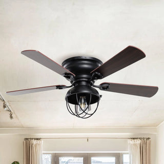 42" Traditional Flush Mount Reversible Ceiling Fan with Lighting and Remote Control - Vaczon