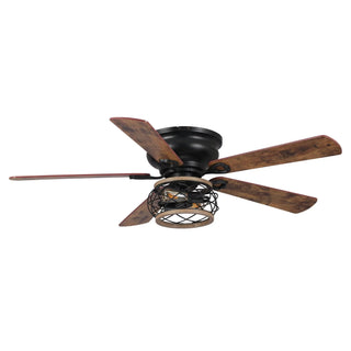 48"Antwerp Farmhouse Flush Mount Reversible Ceiling Fan with Lighting and Remote Control - Vaczon