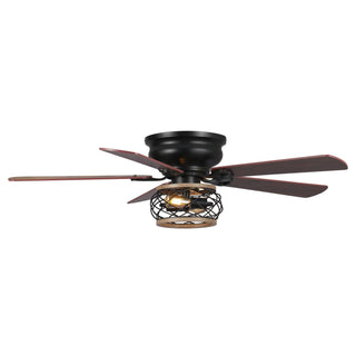 48"Antwerp Farmhouse Flush Mount Reversible Ceiling Fan with Lighting and Remote Control - Vaczon