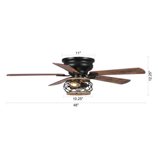 48"Antwerp Farmhouse Flush Mount Reversible Ceiling Fan with Lighting and Remote Control - Vaczon