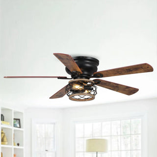 48"Antwerp Farmhouse Flush Mount Reversible Ceiling Fan with Lighting and Remote Control - Vaczon