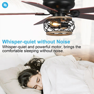 48"Antwerp Farmhouse Flush Mount Reversible Ceiling Fan with Lighting and Remote Control - Vaczon