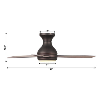 48" Beckette Farmhouse Flush Mount Reversible Ceiling Fan with Lighting and Remote Control - Vaczon