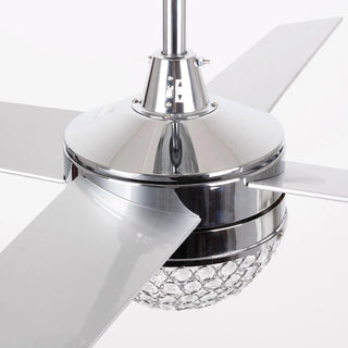 48" Dreyer Modern Chrome Downrod Mount Reversible Crystal Ceiling Fan with Lighting and Remote Control - Vaczon