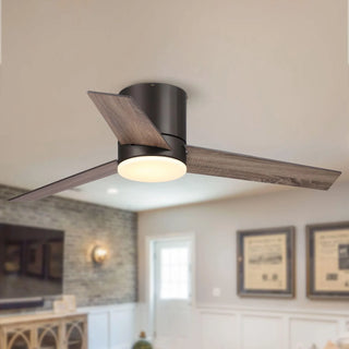 48" Kielah Farmhouse Flush Mount Reversible Ceiling Fan with Lighting and Remote Control - Vaczon