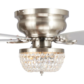 48" Modern Flush Mount Reversible Crytsal Ceiling Fan with Lighting and Remote Control