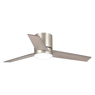 48" Satin Nickel Flush Mount Low Profile Ceiling Fan with LED Lighting - Vaczon