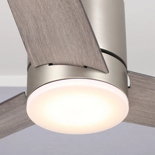 48" Satin Nickel Flush Mount Low Profile Ceiling Fan with LED Lighting - Vaczon