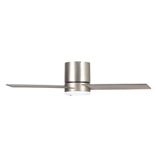48" Satin Nickel Flush Mount Low Profile Ceiling Fan with LED Lighting - Vaczon