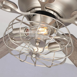 48" Thurber Industrial Satin Nickel Flush Mount Reversible Ceiling Fan with Lighting and Remote Control