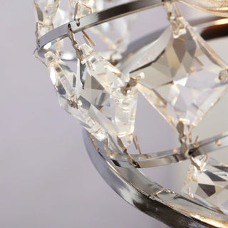 48" Modern Chrome Flush Mount Reversible Crystal Ceiling Fan with Lighting and Remote Control - Vaczon