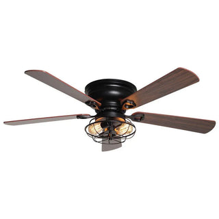 48" Ummuhan Industrial Flush Mount Ceiling Fan with Lighting - Vaczon