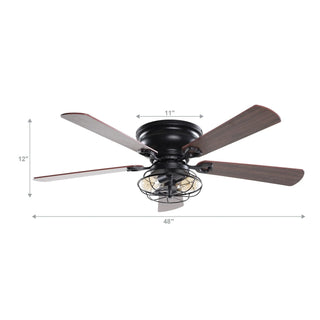48" Ummuhan Industrial Flush Mount Ceiling Fan with Lighting - Vaczon