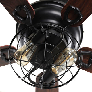 48" Ummuhan Industrial Flush Mount Ceiling Fan with Lighting - Vaczon