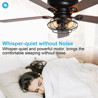 48" Ummuhan Industrial Flush Mount Ceiling Fan with Lighting - Vaczon