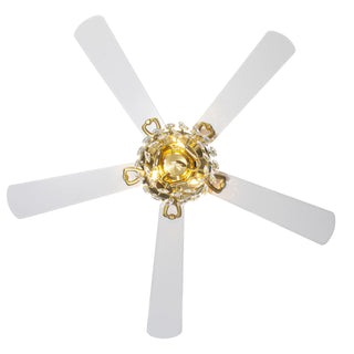 Vaczon 48" Soft Brass Crystal Ornament Flush Mount Ceiling Fan with Light and Remote Control