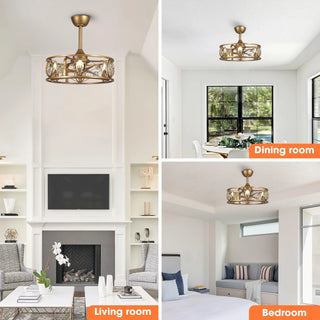 22" Kashmir Modern Glod Reversible Crystal Fandelier Ceiling Fan with Lighting and Remote Control - Vaczon