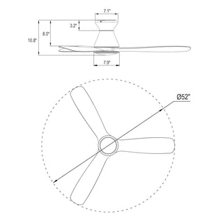 52" Ahmedabad Industrial DC Motor Flush Mount Reversible Ceiling Fan with LED Lighting and Remote Control - Vaczon