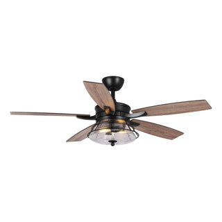 52" Antone Industrial Downrod Mount Reversible Ceiling Fan with Lighting and Remote Control - Vaczon